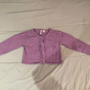 Janie and Jack Purple Ruffled Trim Cardigan